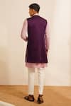 Shop_Shreyansh Designs_Purple Padma Silk Embellished Bead Gaurang Geometric Bundi Kurta Set  _at_Aza_Fashions