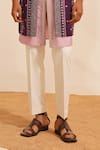 Shreyansh Designs_Purple Padma Silk Embellished Bead Gaurang Geometric Bundi Kurta Set  _Online_at_Aza_Fashions