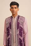 Buy_Shreyansh Designs_Purple Padma Silk Embellished Bead Gaurang Geometric Bundi Kurta Set  