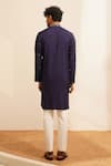 Shop_Shreyansh Designs_Blue Chanderi Silk Embellished Bead Mihir Vine Border Kurta With Pant _at_Aza_Fashions