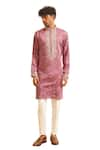 Buy_Shreyansh Designs_Purple Chanderi Silk Embroidered Svanik Mirrorwork Embellished Kurta With Pant _Online_at_Aza_Fashions