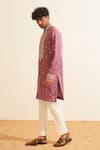 Shreyansh Designs_Purple Chanderi Silk Embroidered Svanik Mirrorwork Embellished Kurta With Pant _at_Aza_Fashions