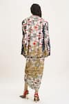 Shop_AK-OK_Multi Color Silk Printed Abstract Collar Blazer Knotted Skirt Set  _at_Aza_Fashions