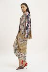 AK-OK_Multi Color Silk Printed Abstract Collar Blazer Knotted Skirt Set  _Online_at_Aza_Fashions