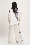 Buy_AK-OK_White Silk Printed Abstract Shawl Collar Blazer Pant Set _Online_at_Aza_Fashions