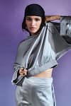 Buy_AK-OK_Grey Silk Plain V Neck Sweatshirt And Joggers Set  _Online_at_Aza_Fashions