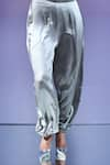 Shop_AK-OK_Grey Silk Plain V Neck Sweatshirt And Joggers Set  _Online_at_Aza_Fashions