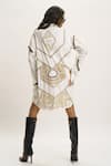 Shop_AK-OK_White Cotton Embellished Metallic Stud Collar Shirt Dress  _at_Aza_Fashions