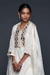 Gulabo by Abu Sandeep_Off White Jamdani Embellished Gota Border Dupatta  _Online_at_Aza_Fashions