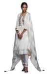 Buy_Gulabo by Abu Sandeep_Off White Jamdani Embellished Gota Border Dupatta  _Online_at_Aza_Fashions