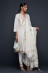 Shop_Gulabo by Abu Sandeep_Off White Jamdani Embellished Gota Border Dupatta  _Online_at_Aza_Fashions