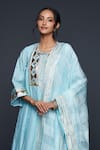 Gulabo by Abu Sandeep_Blue Jamdani Embellished Gota Checkered Pattern Sheer Dupatta _Online_at_Aza_Fashions