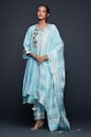 Buy_Gulabo by Abu Sandeep_Blue Jamdani Embellished Gota Checkered Pattern Sheer Dupatta _at_Aza_Fashions