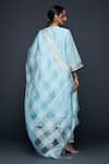 Shop_Gulabo by Abu Sandeep_Blue Jamdani Embellished Gota Checkered Pattern Sheer Dupatta _at_Aza_Fashions