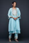 Buy_Gulabo by Abu Sandeep_Blue Jamdani Embellished Gota Round Placement Layered Kurta  _Online_at_Aza_Fashions