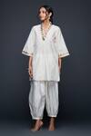 Shop_Gulabo by Abu Sandeep_Off White Jamdani Embellished Gota V Tunic _Online_at_Aza_Fashions