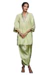 Buy_Gulabo by Abu Sandeep_Green Jamdani Embellished Gota V Applique Tunic _Online_at_Aza_Fashions