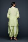 Shop_Gulabo by Abu Sandeep_Green Jamdani Embellished Gota V Applique Tunic _at_Aza_Fashions