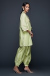 Shop_Gulabo by Abu Sandeep_Green Jamdani Embellished Gota V Applique Tunic  