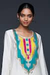 Buy_Gulabo by Abu Sandeep_Off White Cotton Silk Embroidery Jharokha Round Neck Kurta  _Online_at_Aza_Fashions