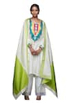 Buy_Gulabo by Abu Sandeep_Off White Cotton Silk Embroidery Jharokha Round Neck Kurta  