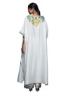 Shop_Gulabo by Abu Sandeep_Off White Cotton Silk Embroidery Gota V Neck Kaftan 