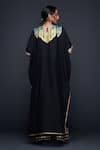 Shop_Gulabo by Abu Sandeep_Black Cotton Silk Embroidery Gota V Neck Kaftan _at_Aza_Fashions