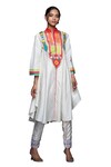 Buy_Gulabo by Abu Sandeep_Off White Cotton Silk Embroidery Gota Stand Abstract Yoke Tunic _Online_at_Aza_Fashions