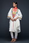 Gulabo by Abu Sandeep_Off White Cotton Silk Embroidery Gota Stand Abstract Yoke Tunic _at_Aza_Fashions