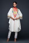 Buy_Gulabo by Abu Sandeep_Off White Cotton Silk Embroidery Gota Stand Abstract Yoke Tunic _at_Aza_Fashions