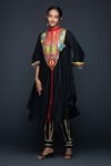 Buy_Gulabo by Abu Sandeep_Black Cotton Silk Embroidery Gota Stand Collar Abstract Yoke Tunic  _Online_at_Aza_Fashions