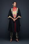 Buy_Gulabo by Abu Sandeep_Black Cotton Silk Embroidery Gota Stand Collar Abstract Yoke Tunic  _at_Aza_Fashions