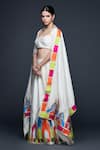 Buy_Gulabo by Abu Sandeep_Off White Cotton Silk Embroidery Gota Color Block Border Dupatta  _at_Aza_Fashions