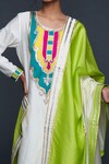 Shop_Gulabo by Abu Sandeep_Off White Cotton Silk Placement Embroidery Gota Dupatta _Online_at_Aza_Fashions