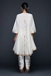 Shop_Gulabo by Abu Sandeep_Off White Jamdani Embroidered Gota Notched Flared Kurta  _at_Aza_Fashions