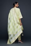 Buy_Gulabo by Abu Sandeep_Green Jamdani Embroidered Gota Notched Applique Kurta  