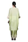 Buy_Gulabo by Abu Sandeep_Green Jamdani Embroidered Gota V Neck Applique Kaftan  