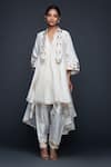 Gulabo by Abu Sandeep_Off White Jamdani Embroidered Gota Open Work Jacket  _Online_at_Aza_Fashions