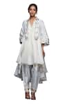 Shop_Gulabo by Abu Sandeep_Off White Jamdani Embroidered Gota Open Work Jacket  _Online_at_Aza_Fashions