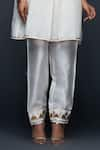 Shop_Gulabo by Abu Sandeep_Off White Jamdani Embroidered Gota Open Work Jacket  