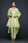 Buy_Gulabo by Abu Sandeep_Green Jamdani Embroidered Gota Open Jacket _at_Aza_Fashions