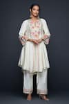 Gulabo by Abu Sandeep_Off White Viscose Chanderi Silk Embroidery Phool And Mirror Anarkali  _Online_at_Aza_Fashions