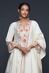 Buy_Gulabo by Abu Sandeep_Off White Viscose Chanderi Silk Embroidery Phool And Mirror Anarkali  