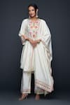 Gulabo by Abu Sandeep_Off White Viscose Chanderi Silk Embroidery Phool And Mirror Anarkali  _Online