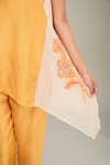 Soup by Sougat Paul_Orange Top Satin Handloom Cotton Applique Zinnia Kurta And Pant Set _Online