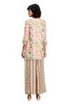 Buy_Soup by Sougat Paul_Beige Chanderi Printed Floral Round Mehr Kurta And Palazzo Set 