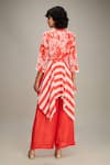 Shop_Soup by Sougat Paul_Red Linen Printed Floral V Neck Ahyana Kurta And Palazzo Set  _at_Aza_Fashions