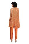 Buy_Soup by Sougat Paul_Orange Top And Pant Chanderi Hand Embroidered Conversational Set  