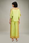 Shop_Soup by Sougat Paul_Green Linen Printed Avain Canopy Embellished Kimono Top And Pant Set  _at_Aza_Fashions