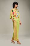 Shop_Soup by Sougat Paul_Green Linen Printed Avain Canopy Embellished Kimono Top And Pant Set  _Online_at_Aza_Fashions